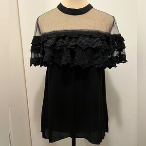 NWT POL Black lace/crochet top